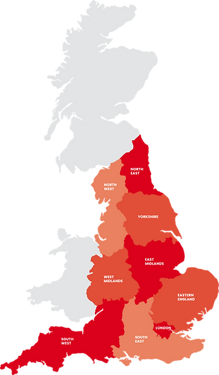 Map of Sunrise Shutters coverage across the UK